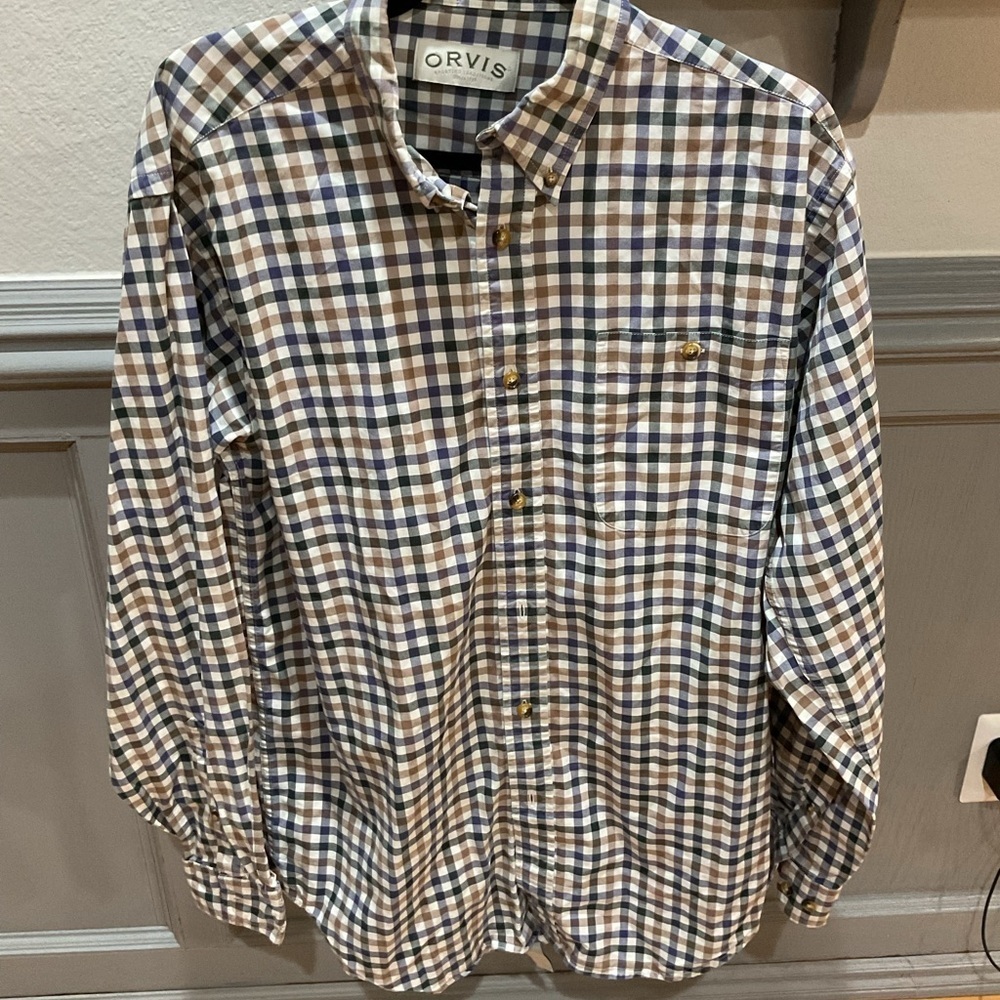 Orvis Men's Checkered Shirt - Blue and Brown